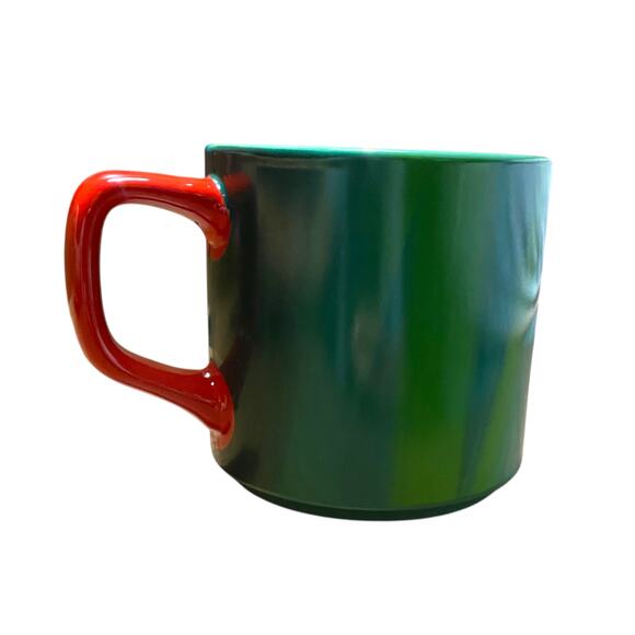 Starbucks Green Marble Pattern Small Mug Cup With Red Handle 11 oz 2022 - Picture 3 of 9